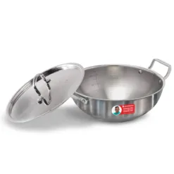 Stella Triply Stainless Steel Kadhai with Lid | 24 cm, 3 Litres |