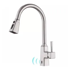 Touchless Kitchen Faucet With Pull Down Sprayer 1 Hole Smart Kitchen Sink Faucet Single Handle Hand Free Modern Vanity Basin Tap